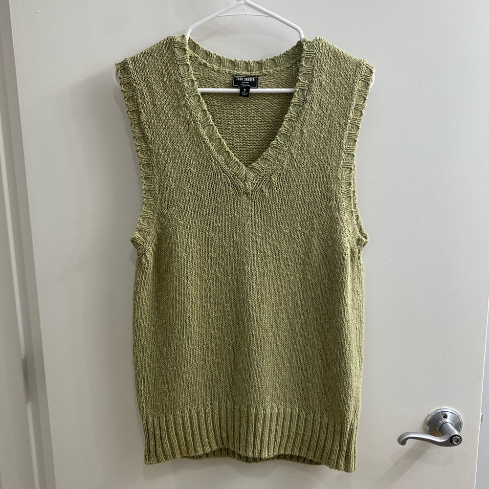 Todd Snyder Cotton Sweater Vest Men’s Size S Sage Green Italian Yarn Italy